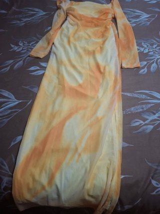 Vestido largo tie-dye naranja y amarillo