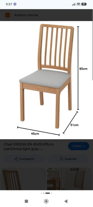 Sillas IKEA EKEDALEN madera beige (3uds)