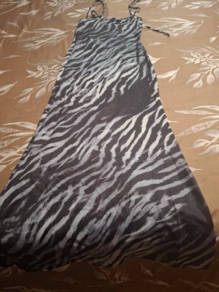 Vestido largo estampado cebra