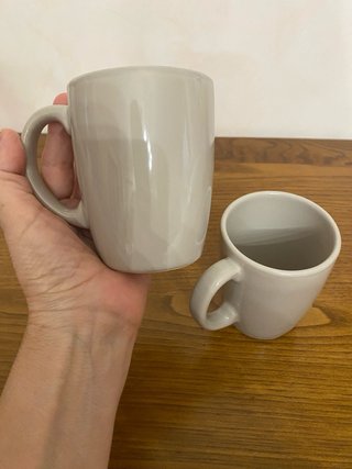 Set 2 Tazze Beige Grigio Ceramica