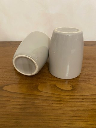 Set 2 Tazze Beige Grigio Ceramica
