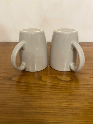 Set 2 Tazze Beige Grigio Ceramica