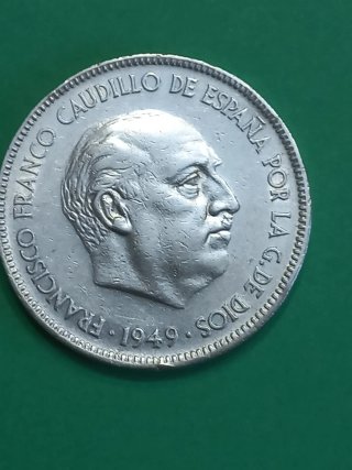 Moneda 5 Pesetas 1949 estrella 50
