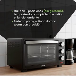 BAJADA Horno Eléctrico Sobremesa Becken 30L