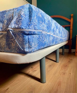 Cama 90x190 con Colchón y Base Tapizada