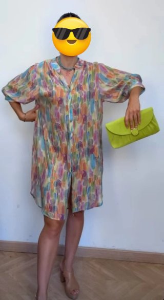 Vestido camisero estampado multicolor