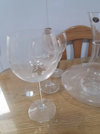 Jarra licorera cristal y copas juego