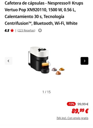 Krups Nespresso Cafetera de cápsulas
