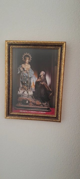 Cuadro Virgen de Lirius vintage 27 x 36 cm