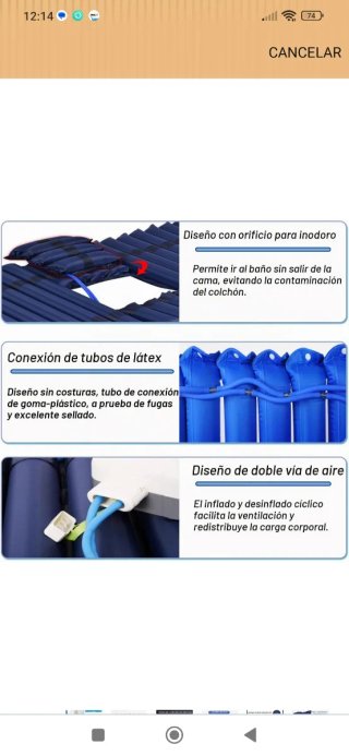 Colchón Antiescaras AmphaDeco 130cm Azul