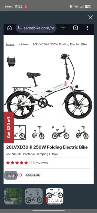 Bicicleta Eléctrica Plegable SAMEBIKE