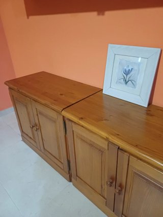 Mueble modular madera TV vitrina