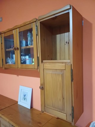 Mueble modular madera TV vitrina
