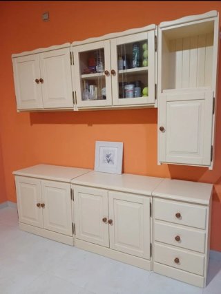 Mueble modular madera TV vitrina