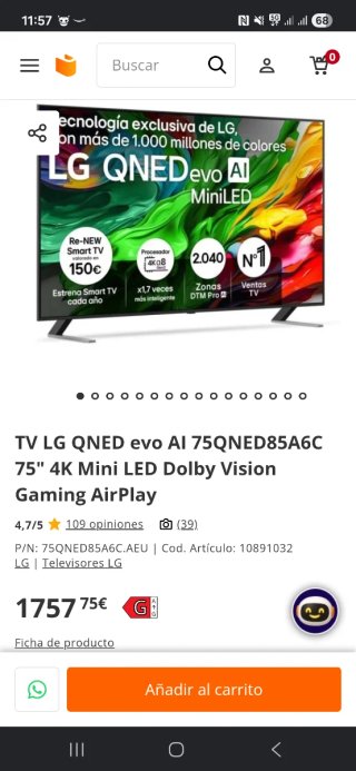 LG QNED AI 189cm (75) 4K Smart TV Algo negociable