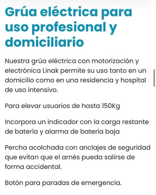 Grúa geriátrica profesional para 150 kg NUEVO