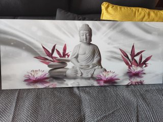 Cuadro Buda Zen Flores Loto Piedras