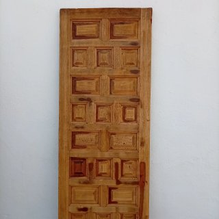Puerta madera castellana cuarterones antigua 203x6