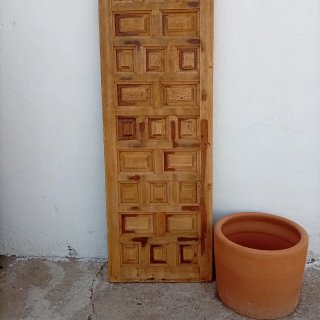 Puerta madera castellana cuarterones antigua 203x6