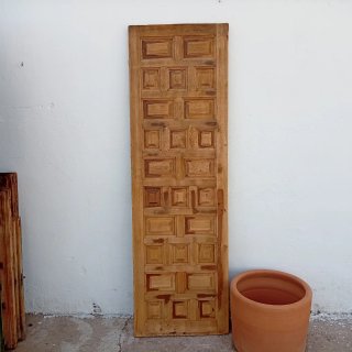 Puerta madera castellana cuarterones antigua 203x6