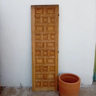 Puerta madera castellana cuarterones antigua 203x6