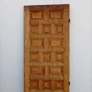 Puerta madera castellana cuarterones antigua 203x6
