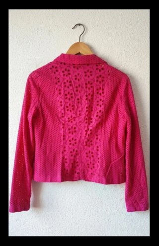 Conjunto Yera Vestido y Chaqueta Talla 46 Fucsia