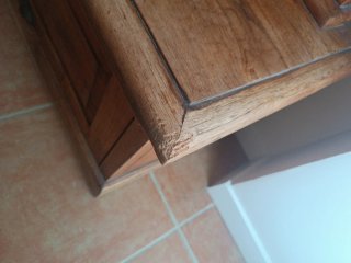 Mueble recibidor rústico madera maciza espejo