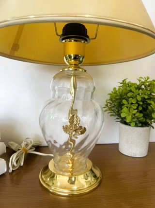 Lámpara Vintage de Cristal y Oro Regency
