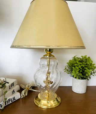 Lámpara Vintage de Cristal y Oro Regency