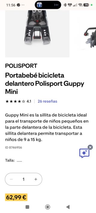 Portabebé Bicicleta Polisport Guppy Mini