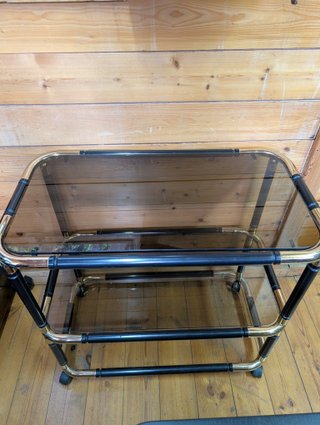 Carrito auxiliar vintage cristal y metal dorado