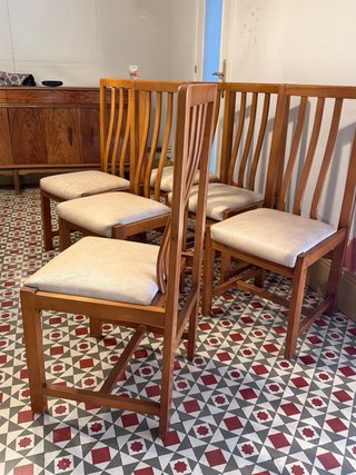 Juego 6 Sillas Comedor Madera Vintage
