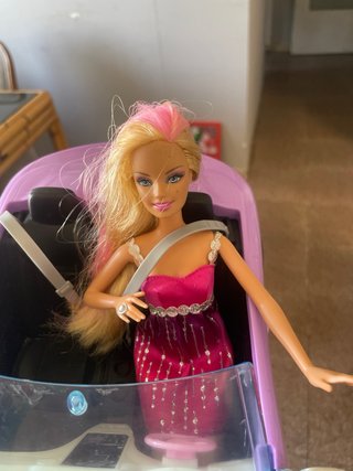 Coche y Muñeca Barbie Morado