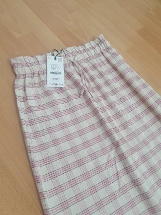 Falda larga cuadros Zara