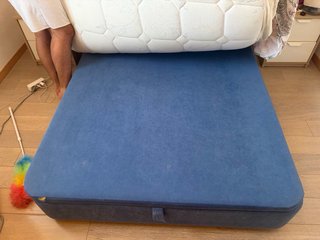 Canapé 135x190 tela azul y blanco
