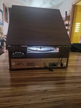 Tocadiscos y Lector CD Marrón/Dorado