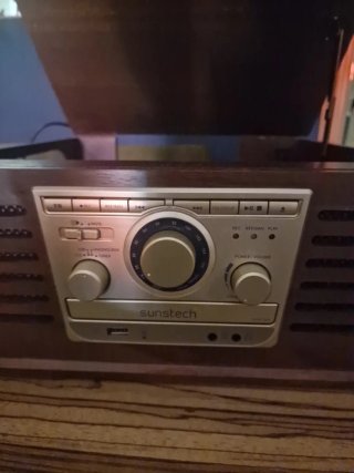 Tocadiscos y Lector CD Marrón/Dorado