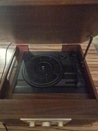 Tocadiscos y Lector CD Marrón/Dorado