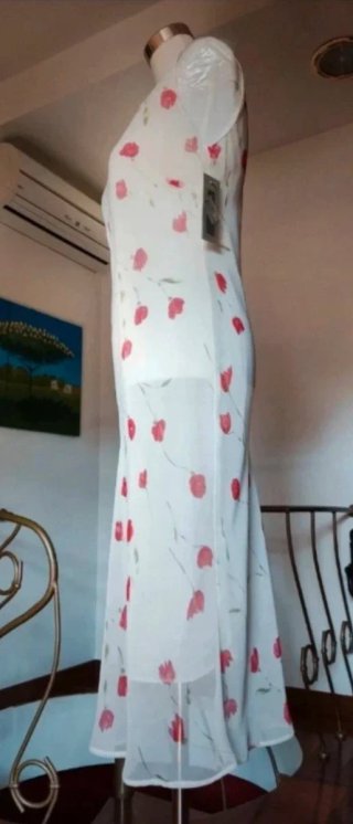Vestito donna fiori rossi bianco