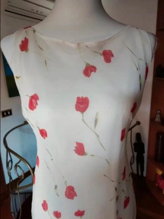 Vestito donna fiori rossi bianco
