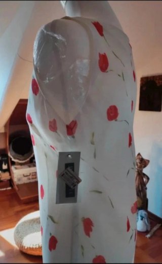 Vestito donna fiori rossi bianco