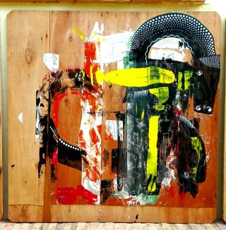 Cuadro abstracto madera 70x70