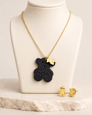 Conjunto Tous Oso Negro y Dorado
