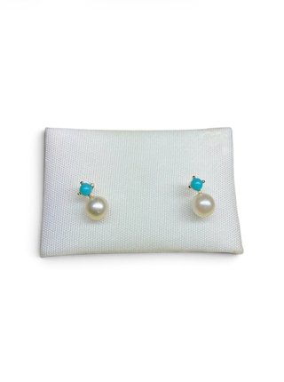 Pendientes Oro 18kt Perla y Turquesa