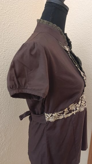Blusa marrón bordada