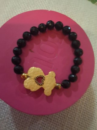 Pulsera Tous Oso Vermeil Dorado Onix 18cm