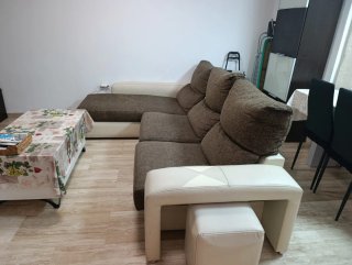 Sofá Chaiselong Beige y Marrón