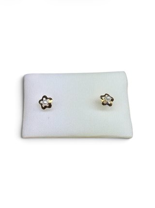 Pendientes oro 18kt flor perla