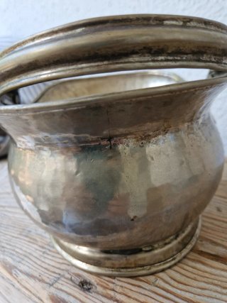 Cesta antigua metal plateado